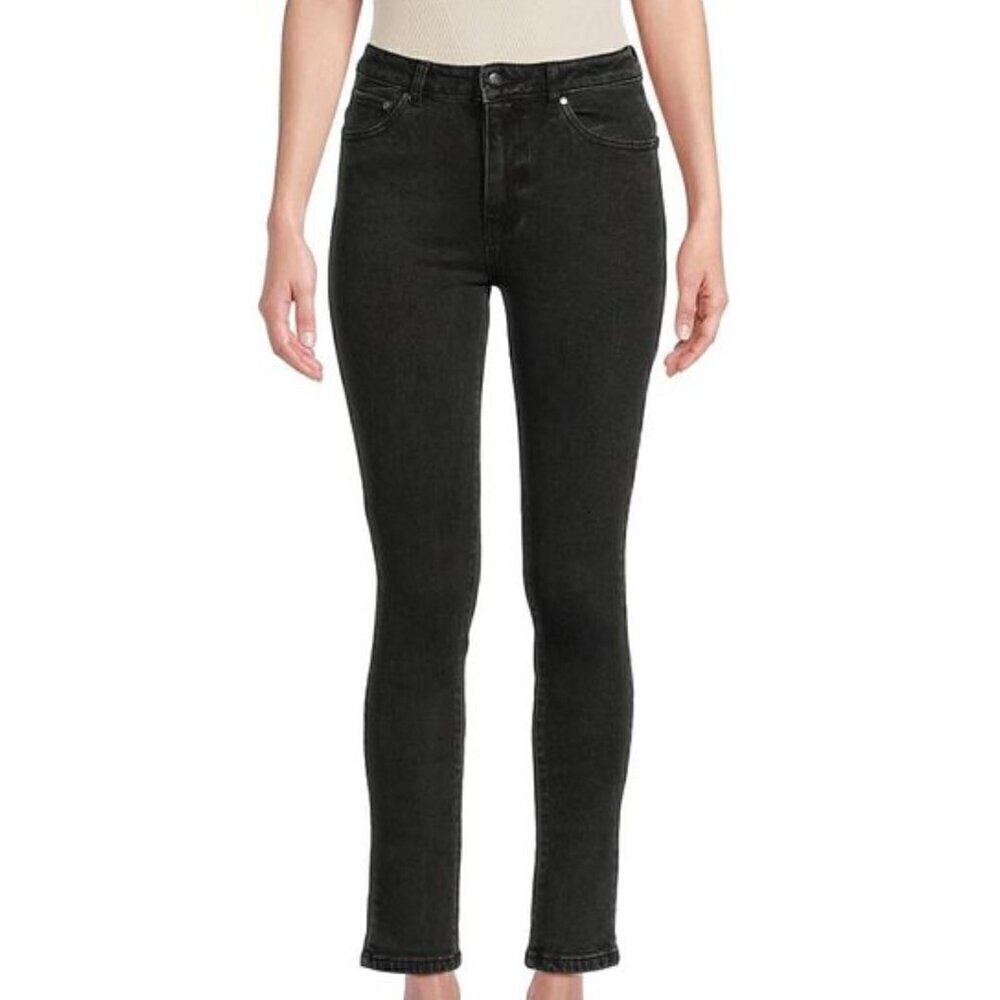 Roberto Cavalli CLASS Black Sprocket Straight High Rise Cropped Jeans 26 NEW